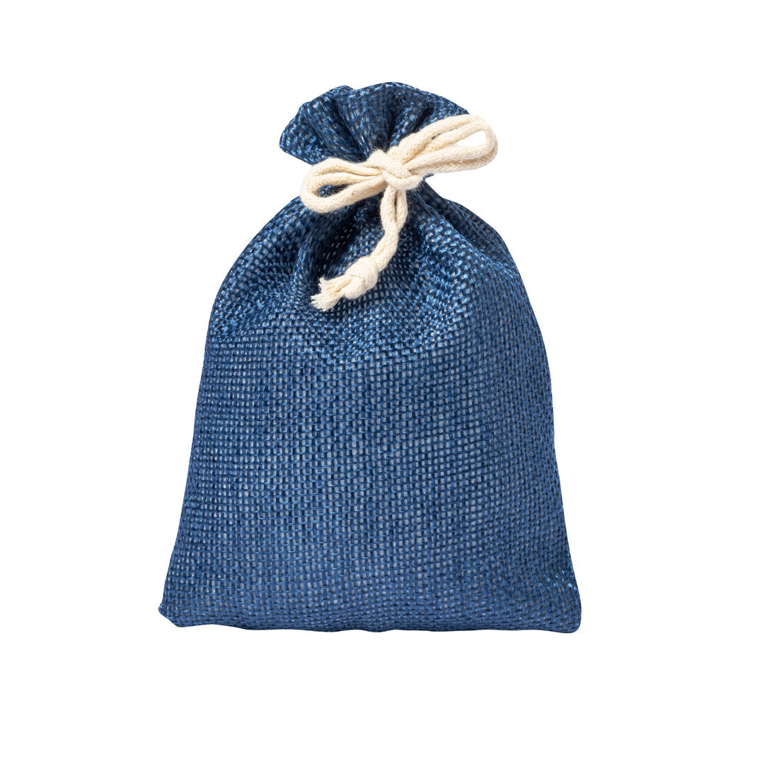 Sac de présentation en polyester inspiré de la nature, finition cousue, cordon de fermeture.