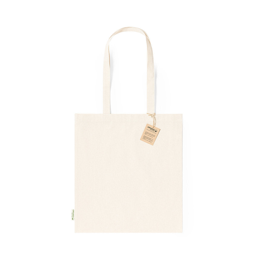 tote bag Finition cousue, poignées moyennes renforcées de 70 cm, étiquette en coton biologique inclus.