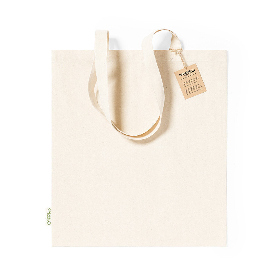totebag avec Badge en coton biologique, garantissant des fibres organiques.