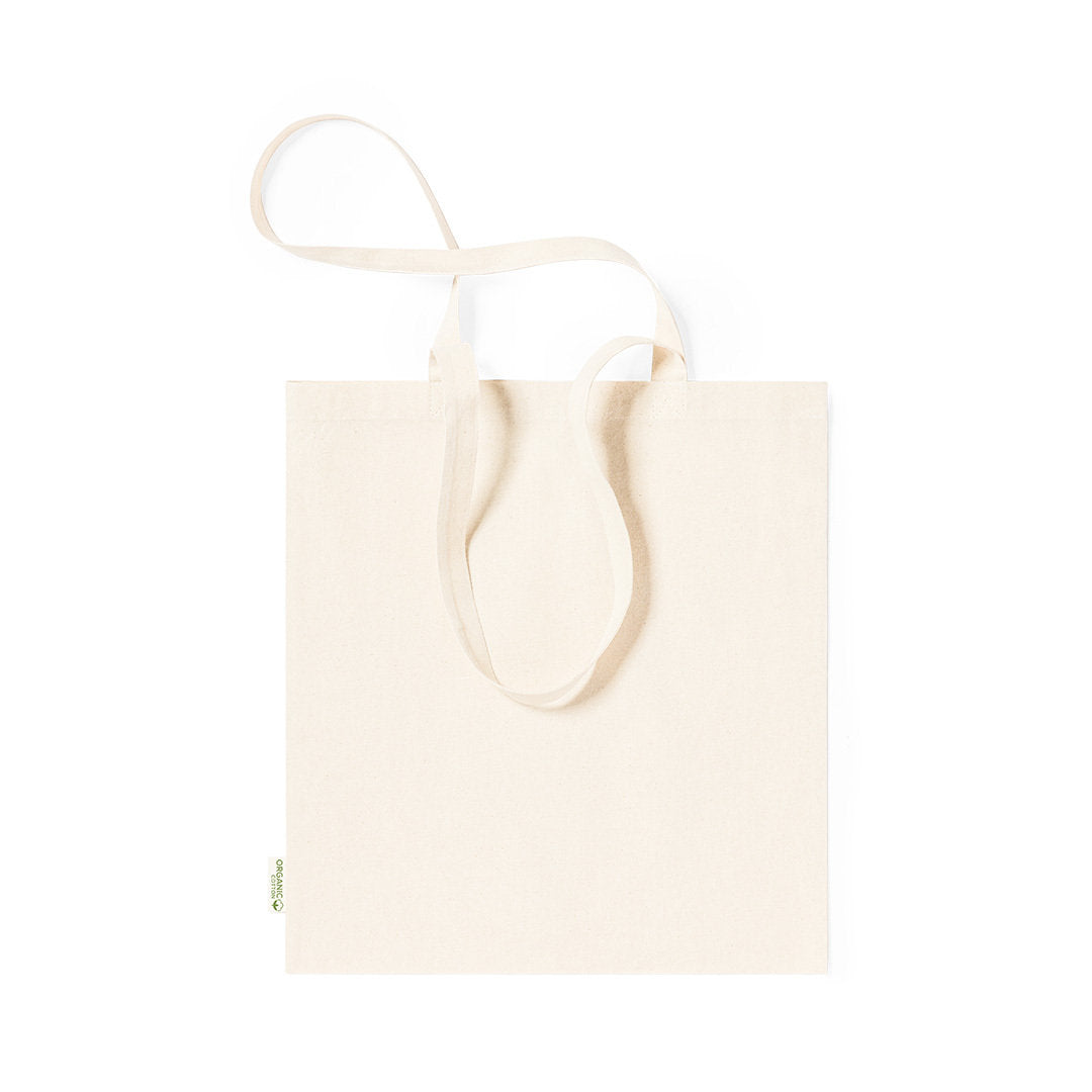 totebag avec Étiquette suspendue en carton recyclé, accentuant l'aspect éco-responsable du produit.