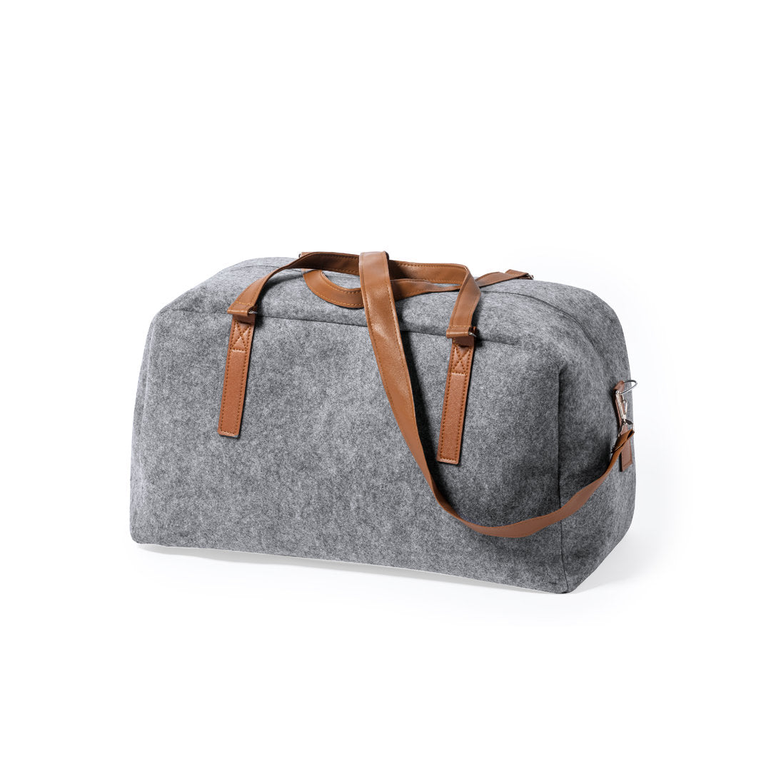 Sac en feutrine rpet et similicuir DENVER gris et marron