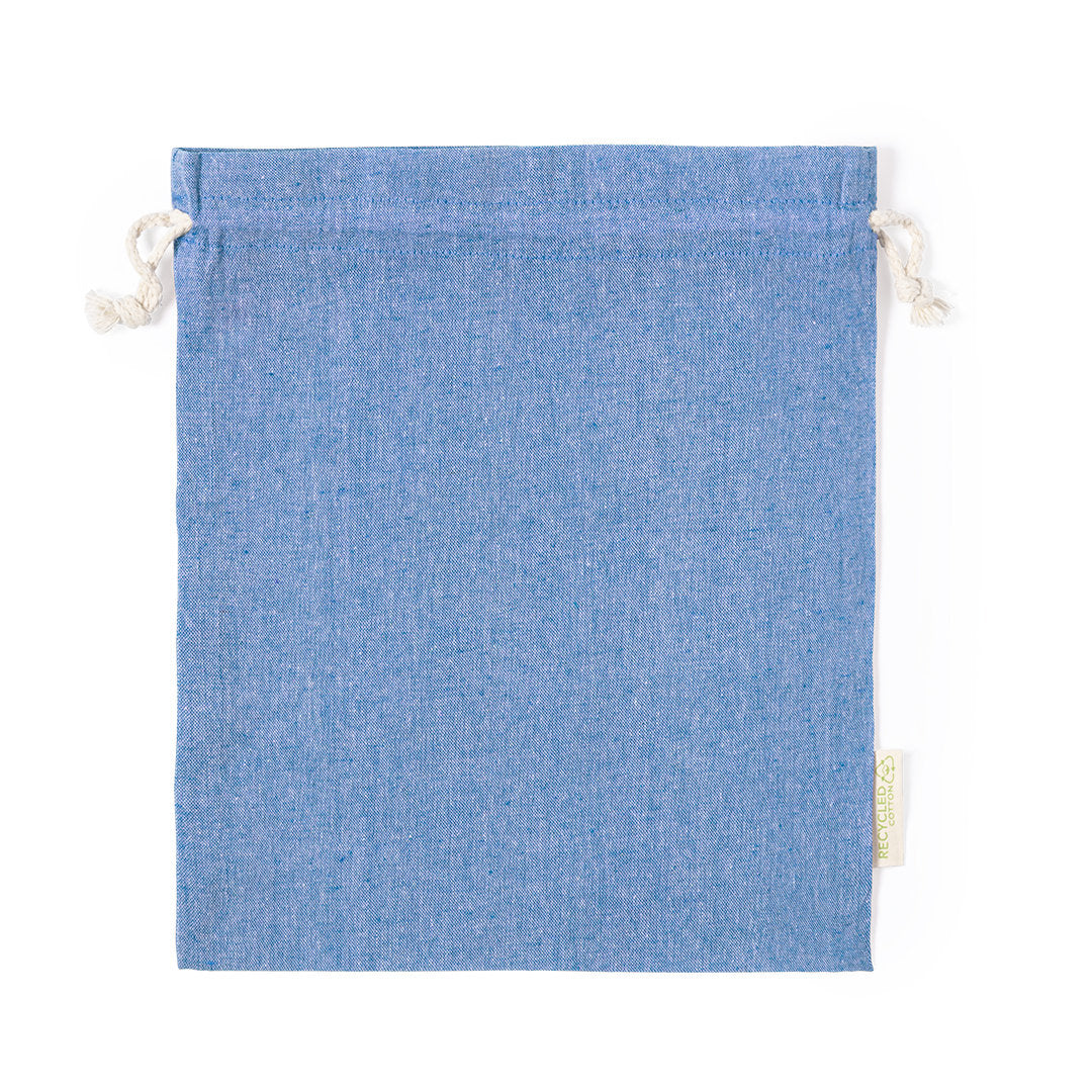 Sac respectueux de l'environnement en coton recyclé, 120 g/m2, certification GRS, fermeture à cordon.
