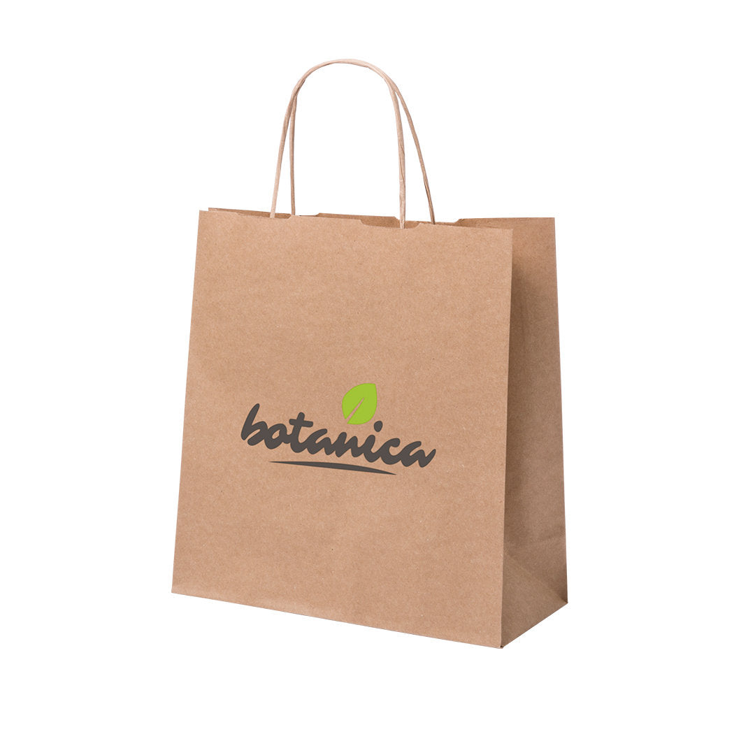 Sac en papier 100 g/m2 avec soufflet et poignées courtes renforcées CENTION personnalisable avec logo marque