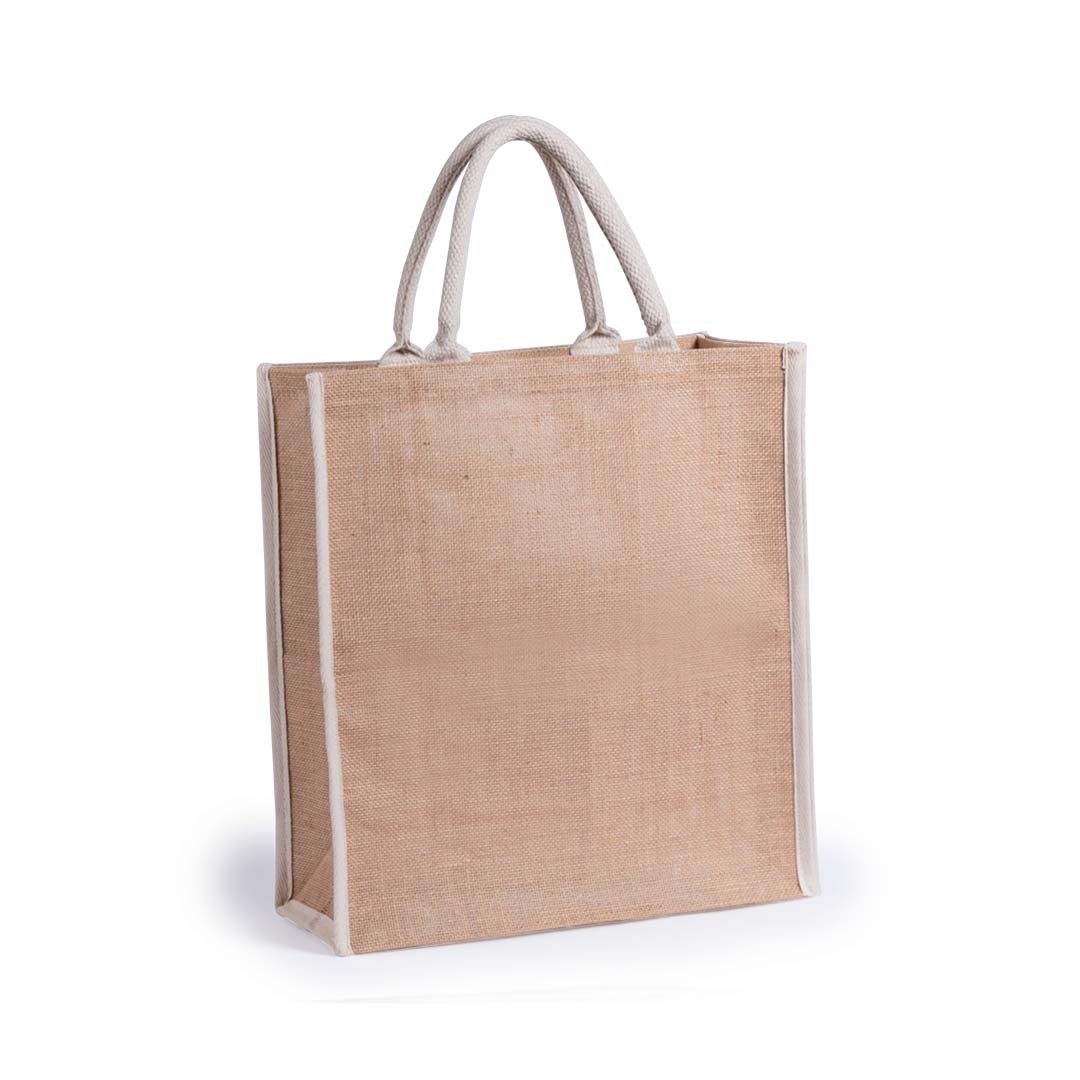 Sac robuste en toile de jute laminée, capable de supporter jusqu'à 10 kg, idéal pour les achats lourds ou les besoins quotidiens personnalisable logo