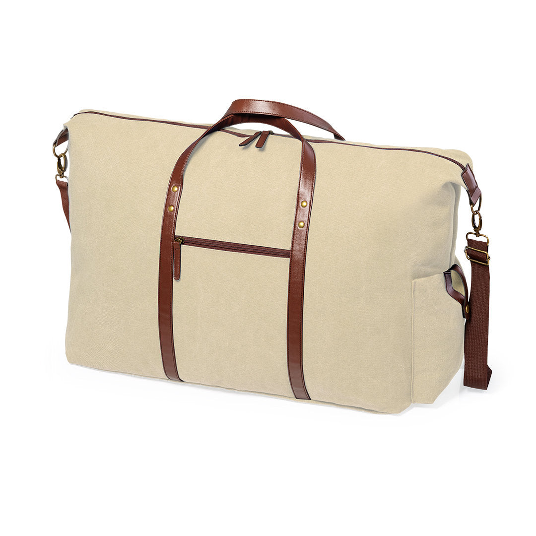 Sac en toile résistante 480mg/m2 avec bandoulière en similicuir STARIUX beige