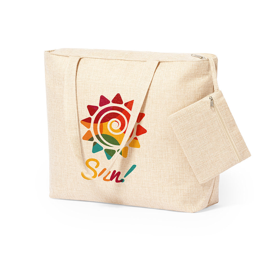Sac original avec trousse de toilette assortie, en polyester résistant avec une finition naturelle DREXIS