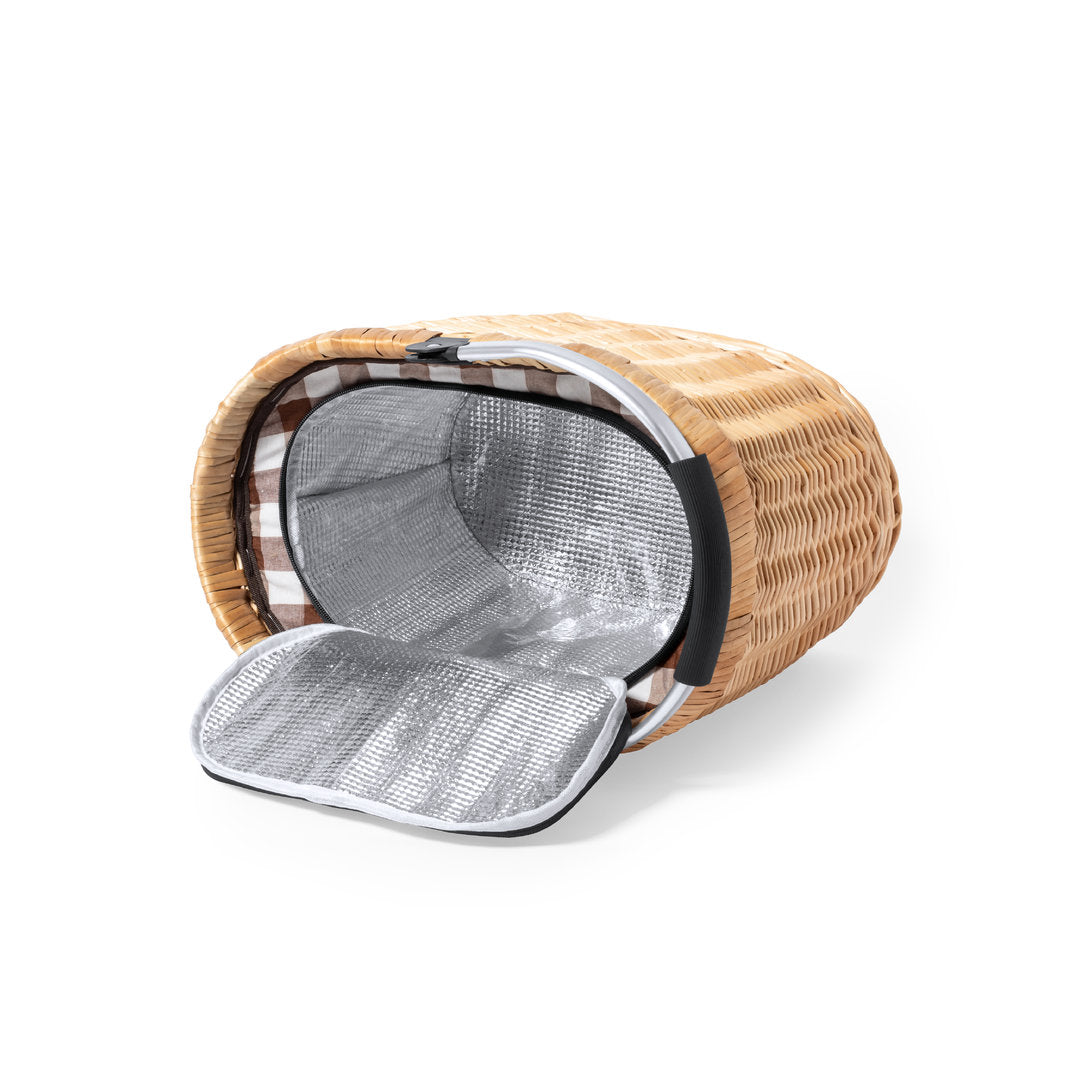 Panier de pique-nique élégant avec couvercle zippé et intérieur en aluminium isotherme
