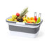 Panier de pique-nique pliable et compact en PP avec finition blanche et grise