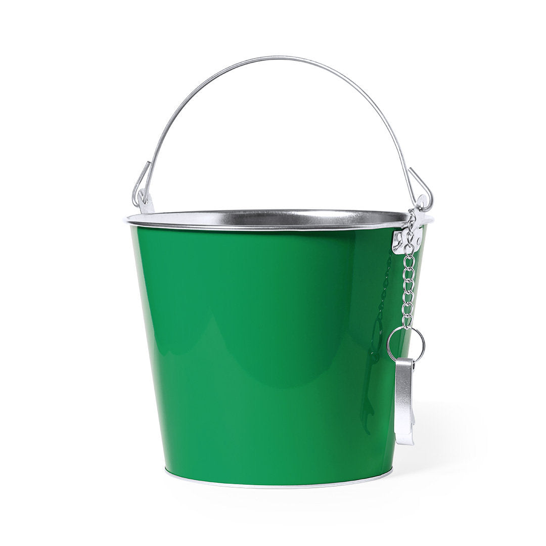 seau pour bouteille avec ouvre bouteille vert