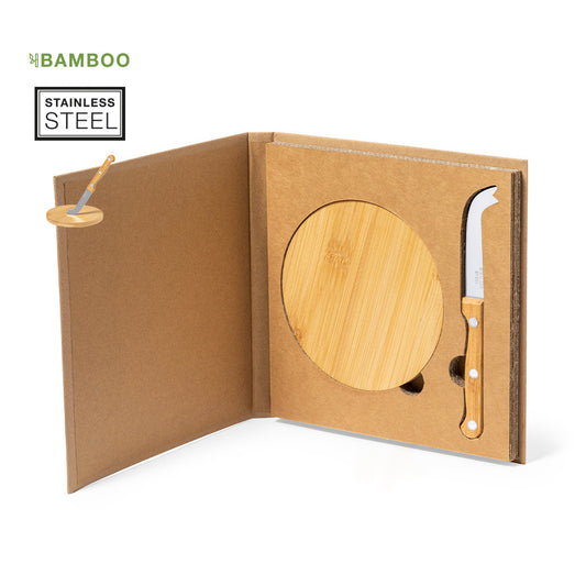 Set de fromage bambou et acier inoxydable NESTOR personnalisable logo entreprise