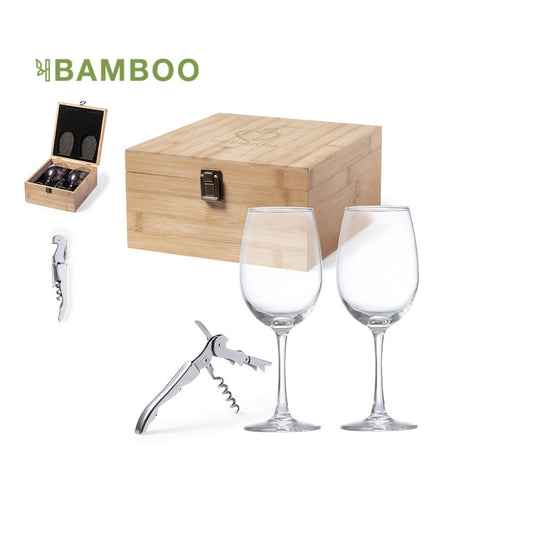 set service à vin en bambou personnalisable logo entreprise