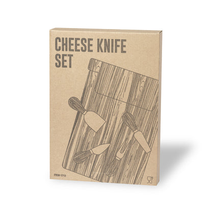 Set à fromage 4 pièces en bambou et acier MILDRED dans étui carton 