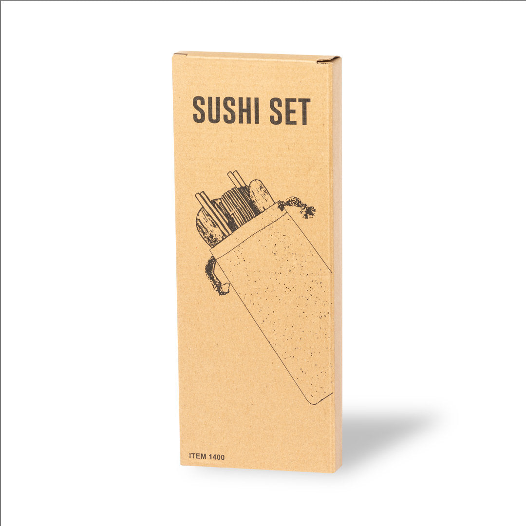 Service à sushi 5 pièces en bambou naturel avec étui en coton KAZARY étui carton