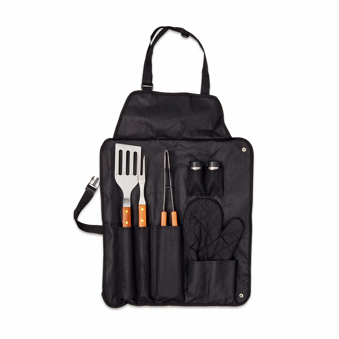 Set barbecue avec 7 accessoires, incluant spatule, fourchette et pinces en acier inoxydable personnalisable logo entreprise