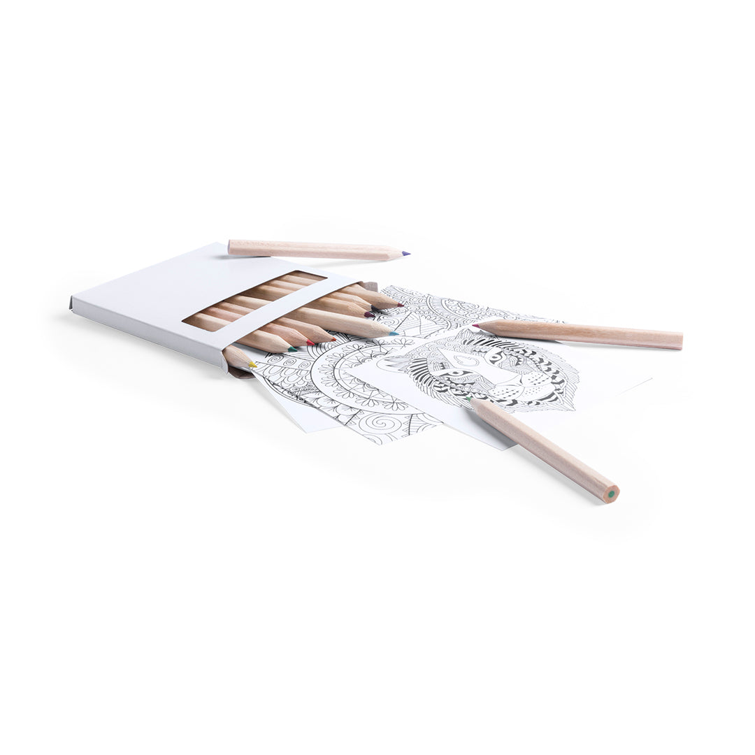 Ensemble créatif : Crayons de couleur et pages de mandala pour se relaxer, 12 crayons et 12 feuilles inclus