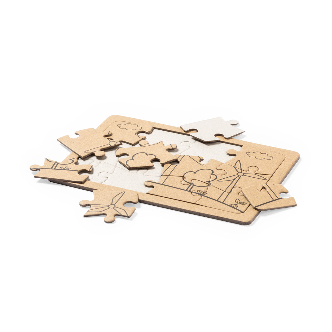 Accessoire de jeu en carton recyclé : ensemble de 2 puzzles dans une boîte kraft.