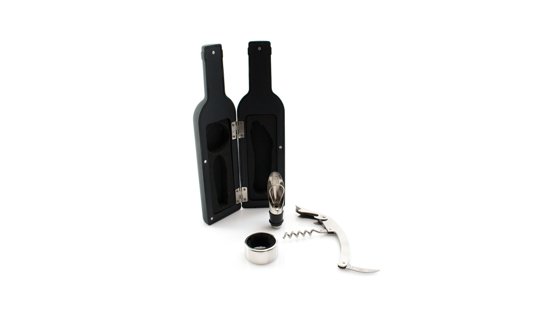 set de 3 accessoires vin coffret en forme de bouteille de vin