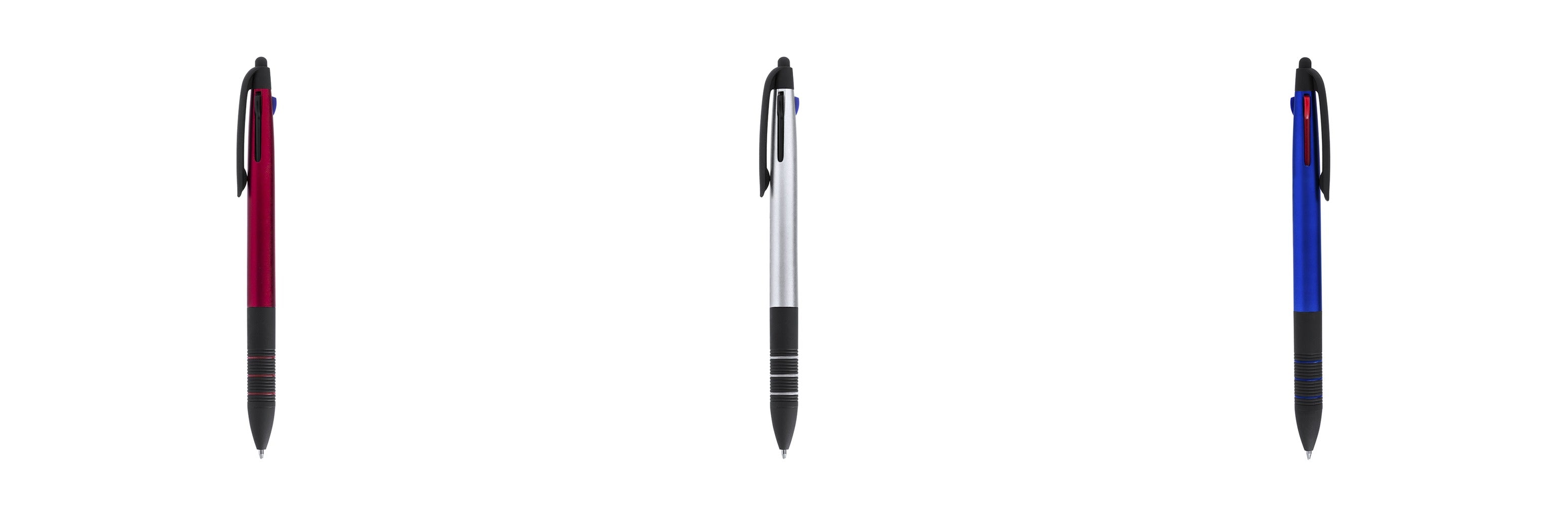 stylo betsi coloris multiples Poignée ergonomique noire avec anneaux assortis pour un confort d'écriture accru.