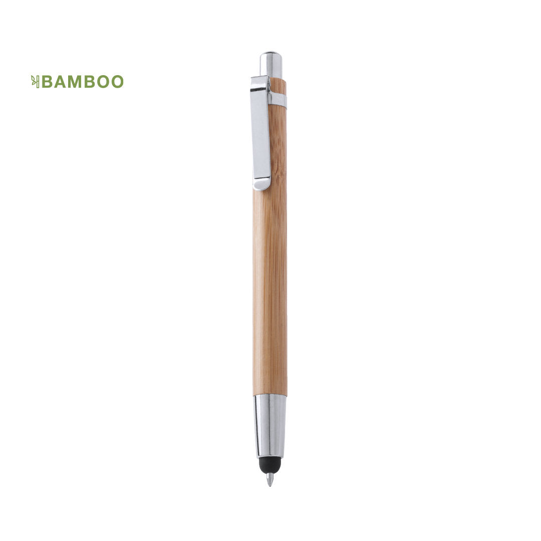 Stylo stylet à poussoir élégant avec un corps en bambou naturel, alliant esthétique et durabilité personnalisable logo entreprise