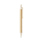stylo nazgun avec Corps en carton recyclé de couleur naturelle, embout et bouton en canne de blé, et clip en bois, soulignant l'engagement envers l'environnement.