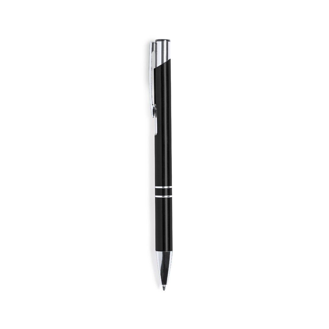 stylo lugging avec Aluminium recyclé distinctif sur le dessus du stylo, soulignant son origine durable.