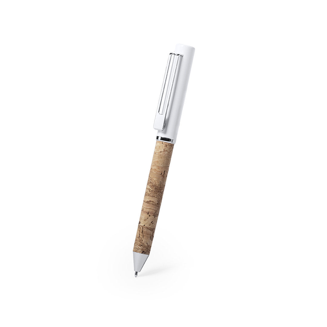 Stylo en liège corps naturel métal SILIAX BLANC ET BEIGE