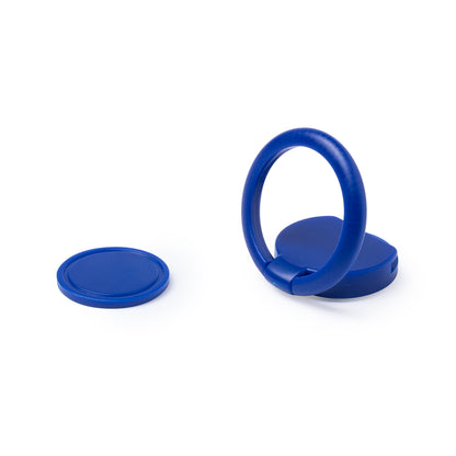Support avec partie adhésive pour smartphones avec anneau pour doigt QUITON bleu