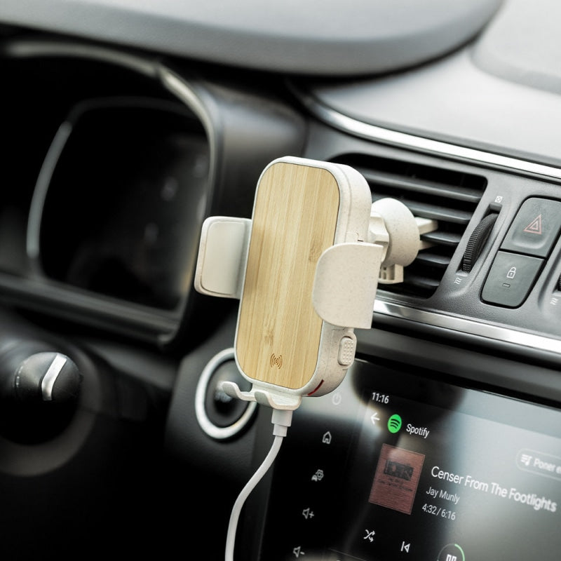 Support De Chargeur Voiture Sans Fil En Bambou Yaben Chargeur