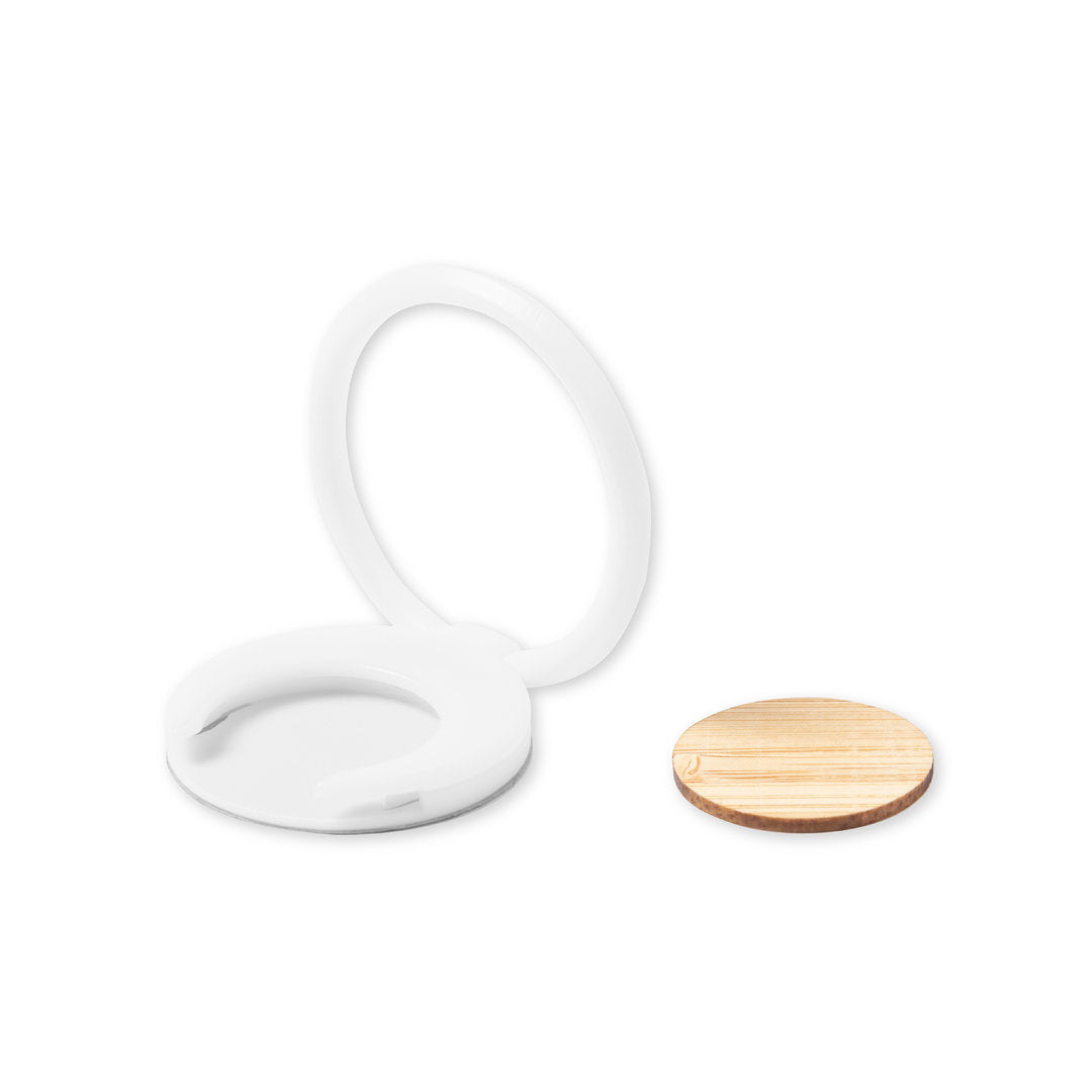 Support multifonction pour smartphone en bambou PASHEL blanc et bois