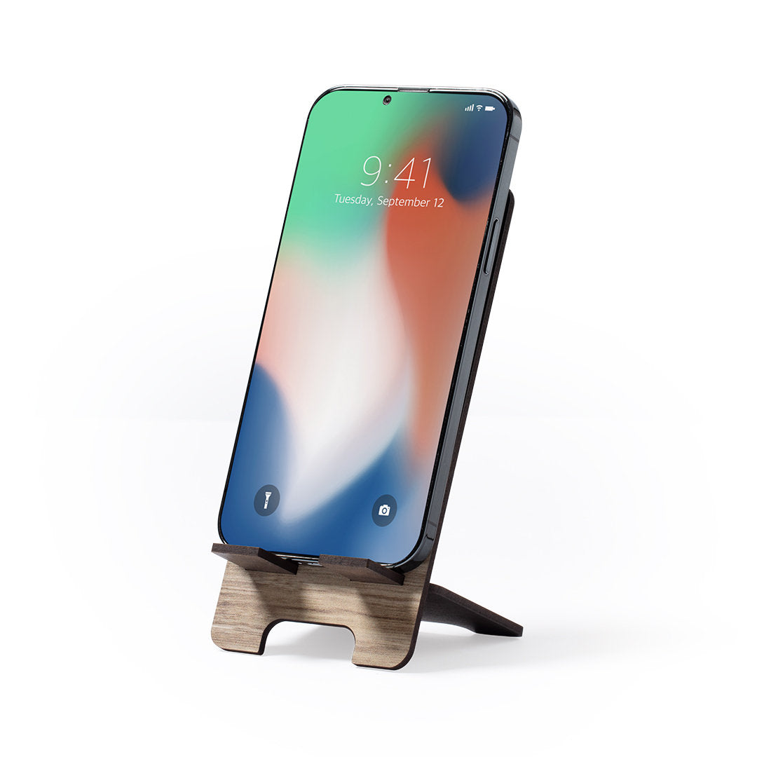 Support pour smartphone porte photos en bois naturel européen VAPPE logo entreprise