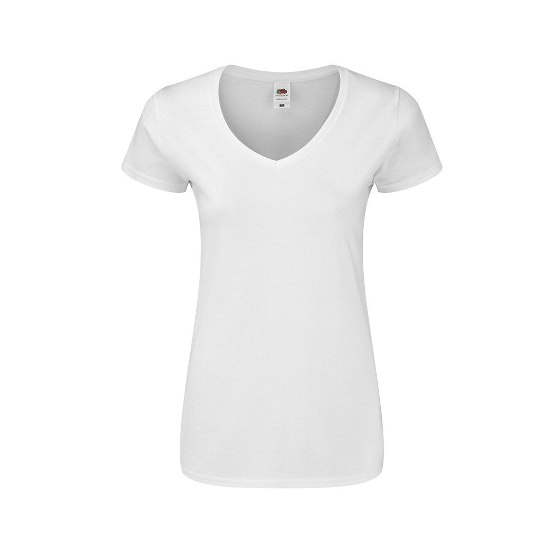T-shirt blanc 100 % coton peigné filé en anneau 140gr/m2 ICONIC V-NECK