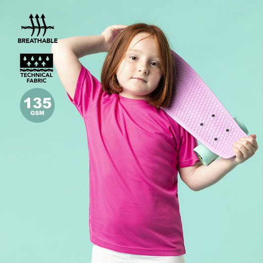 T-shirt technique pour enfant 100% polyester respirant de 135gr/m2 TECNIC PLUS
