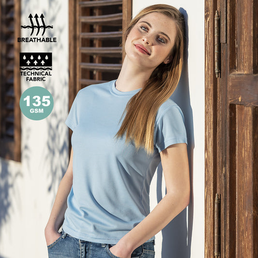 T-shirt technique pour femme 100% polyester respirant de 135gr/m2 TECNIC PLUS