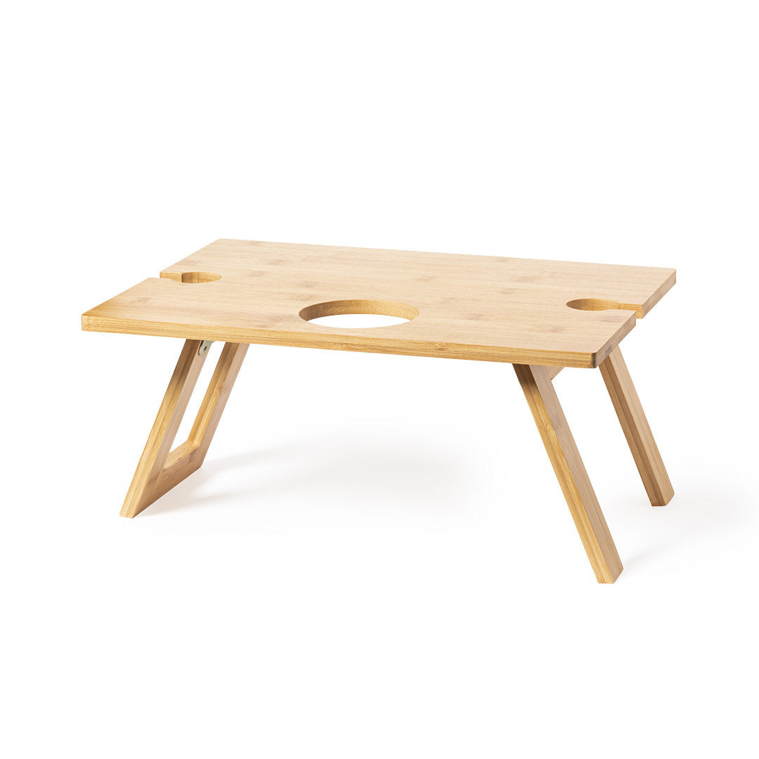 Table pliante éco-conçue pour bouteille de 75cl et deux gobelets