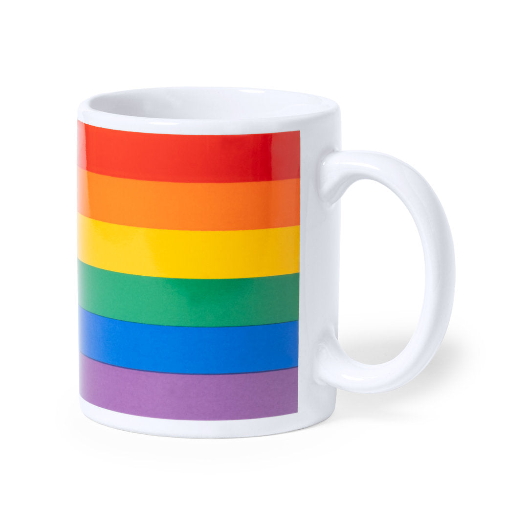 Tasse arc-en-ciel en céramique de 370 ml, présentée dans une boîte kraft individuelle