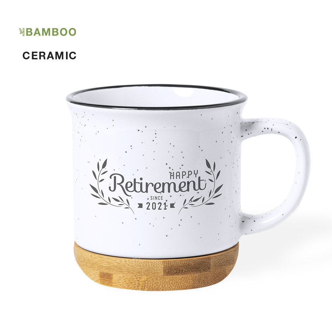 Tasse de 330 ml en céramique et bambou LARRAY avec marquage logo