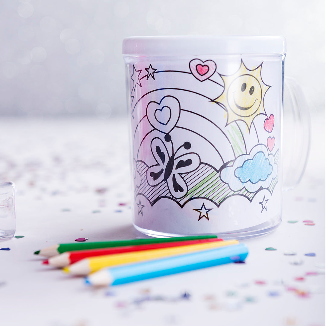 Tasse en PP personnalisable avec insert à colorier FESIENT crayons inclus à personnaliser