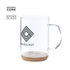 Tasse en verre borosilicate et liège de 450 ml HINDRAS avec marquage logo entreprise