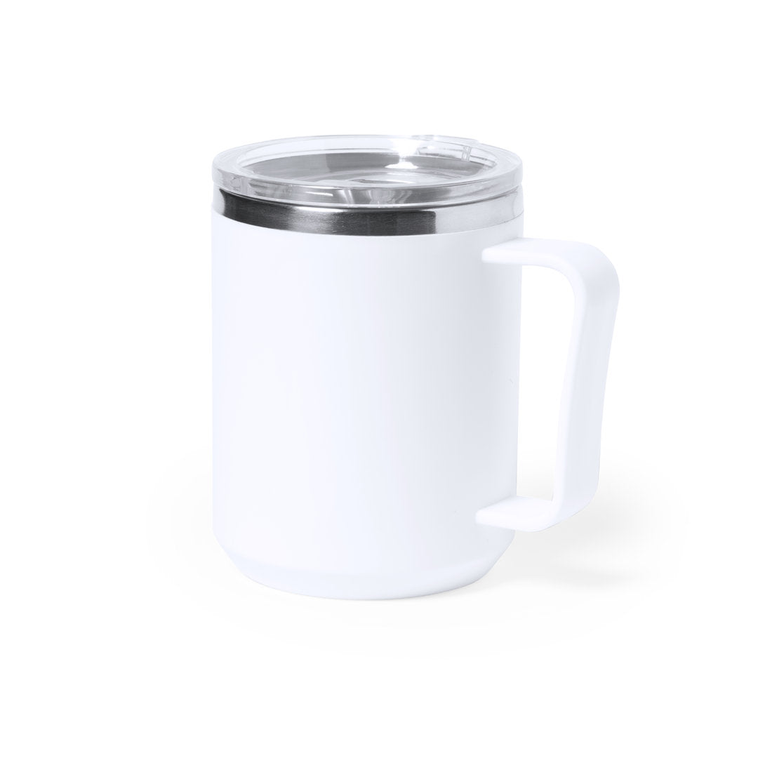 Tasse thermique à double paroi en acier inoxydable et pp sans bpa de 350 ml TIKAM blanc