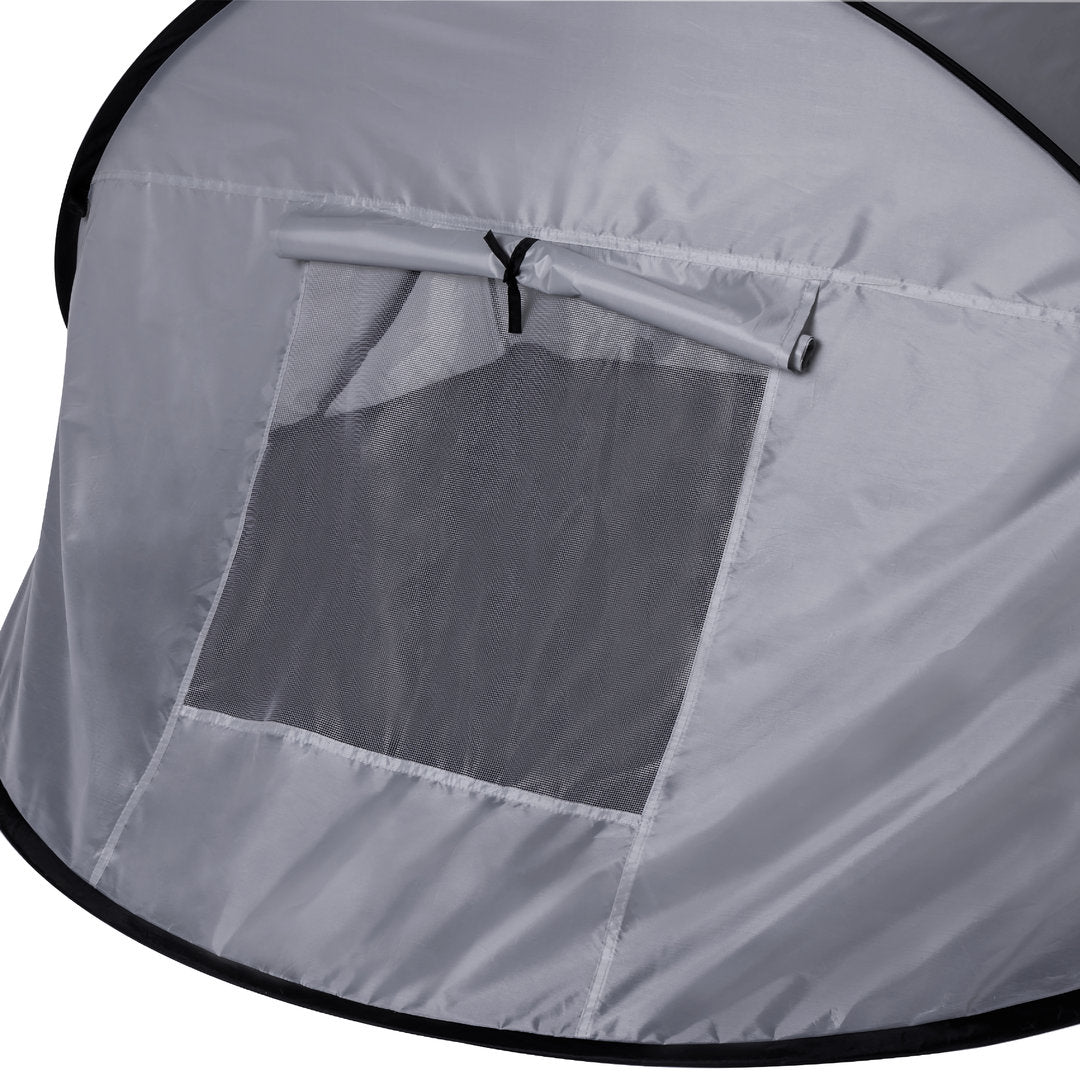 Tente compacte avec store enrouleur et ruban de fixation