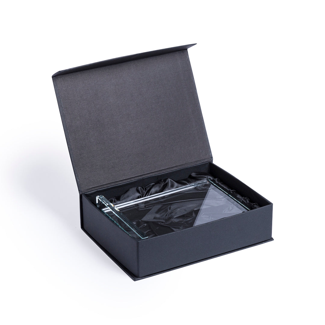 Trophée en verre personnalisable avec gravure laser et étui de protection inclus