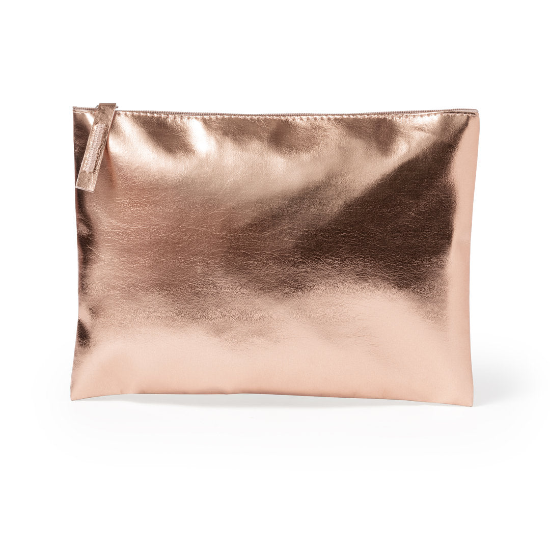 Trousse à maquillage en similicuir avec une élégante finition métallique DARAK rose gold