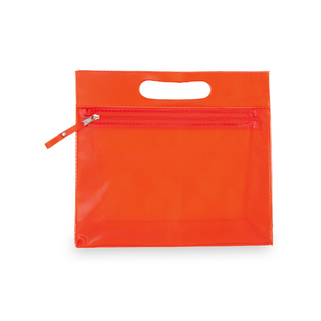 Trousse multi-usages en PVC résistant translucide FERGI orange avec marquage logo