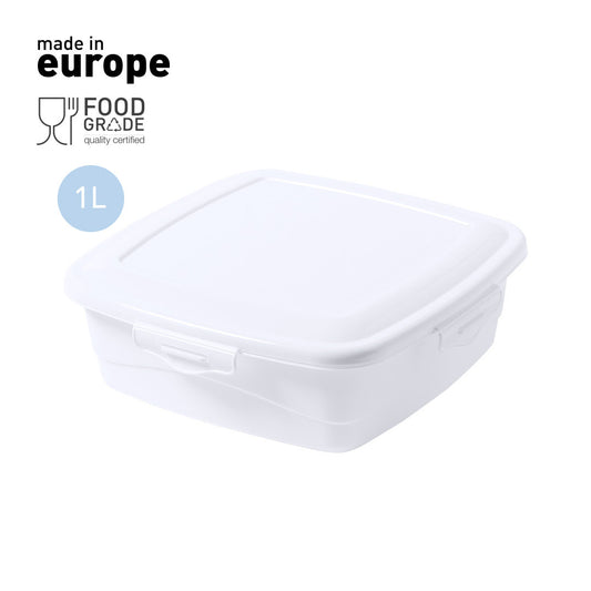 Boîte à lunch carrée en PP blanc d'une capacité de 1 litre