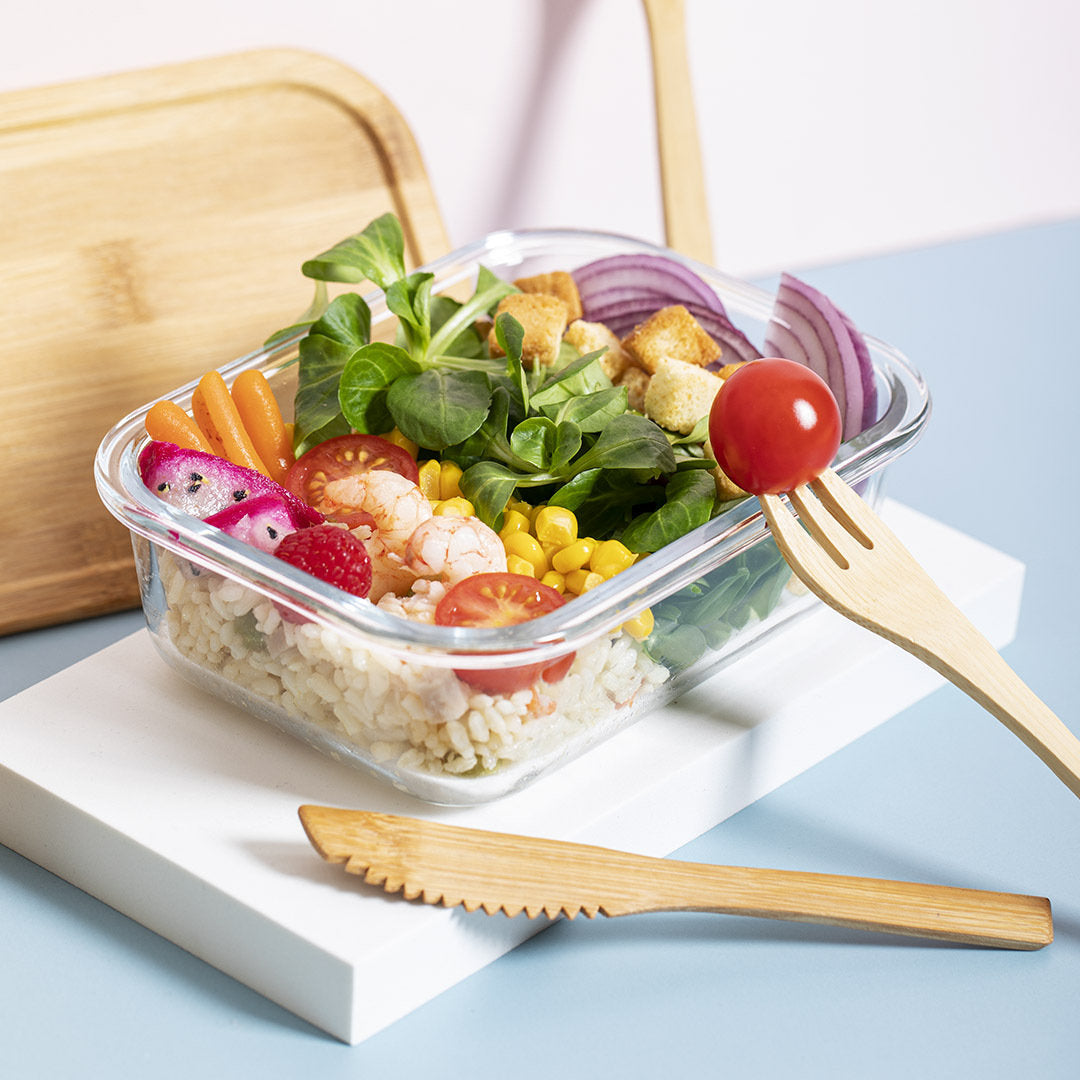 Boîte à lunch écologique en verre et bambou