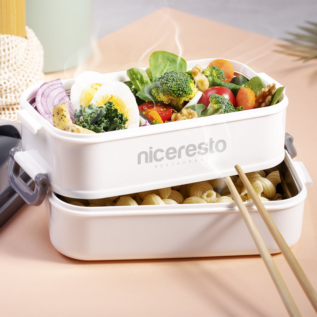 Lunch box en PP et acier inoxydable pour vos repas chauds avec marquage logo entreprise