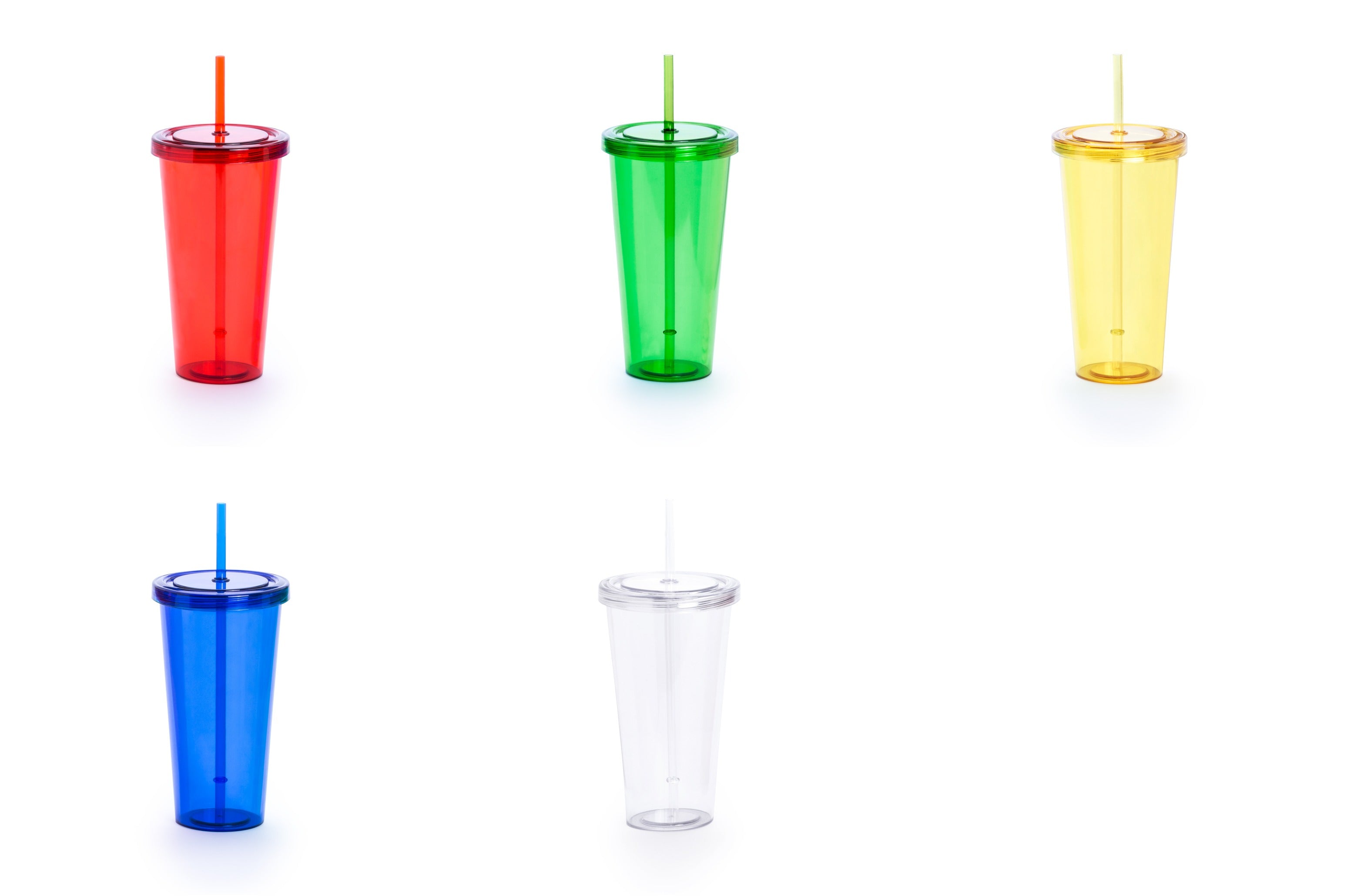 Verre en ps avec bouchon à vis et paille assortie de 750 ml TRINOX coloris multiples