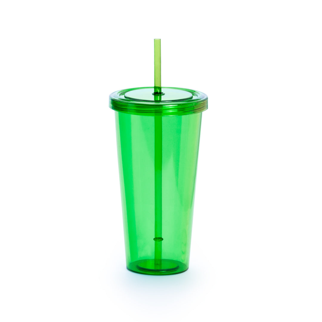 Verre en ps avec bouchon à vis et paille assortie de 750 ml TRINOX vert