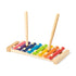 Xylophone artistique en bois de pin naturel, clés métalliques multicolores, livré dans une boîte design en kraft.