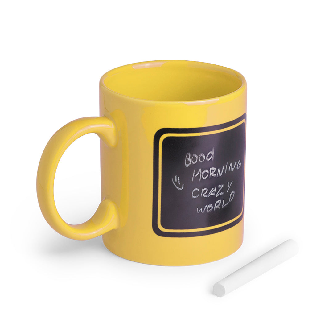 Mug en céramique de 370 ml DARIEL jaune avec craie